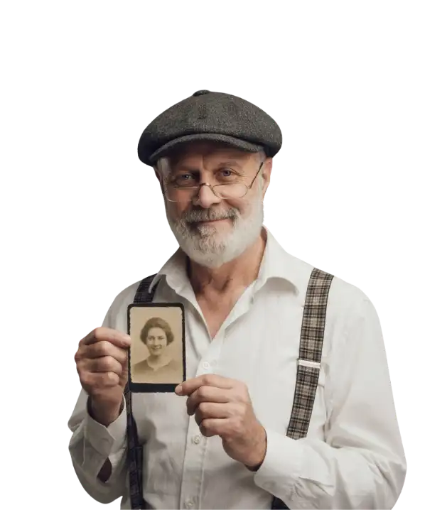 Muž s fotkou